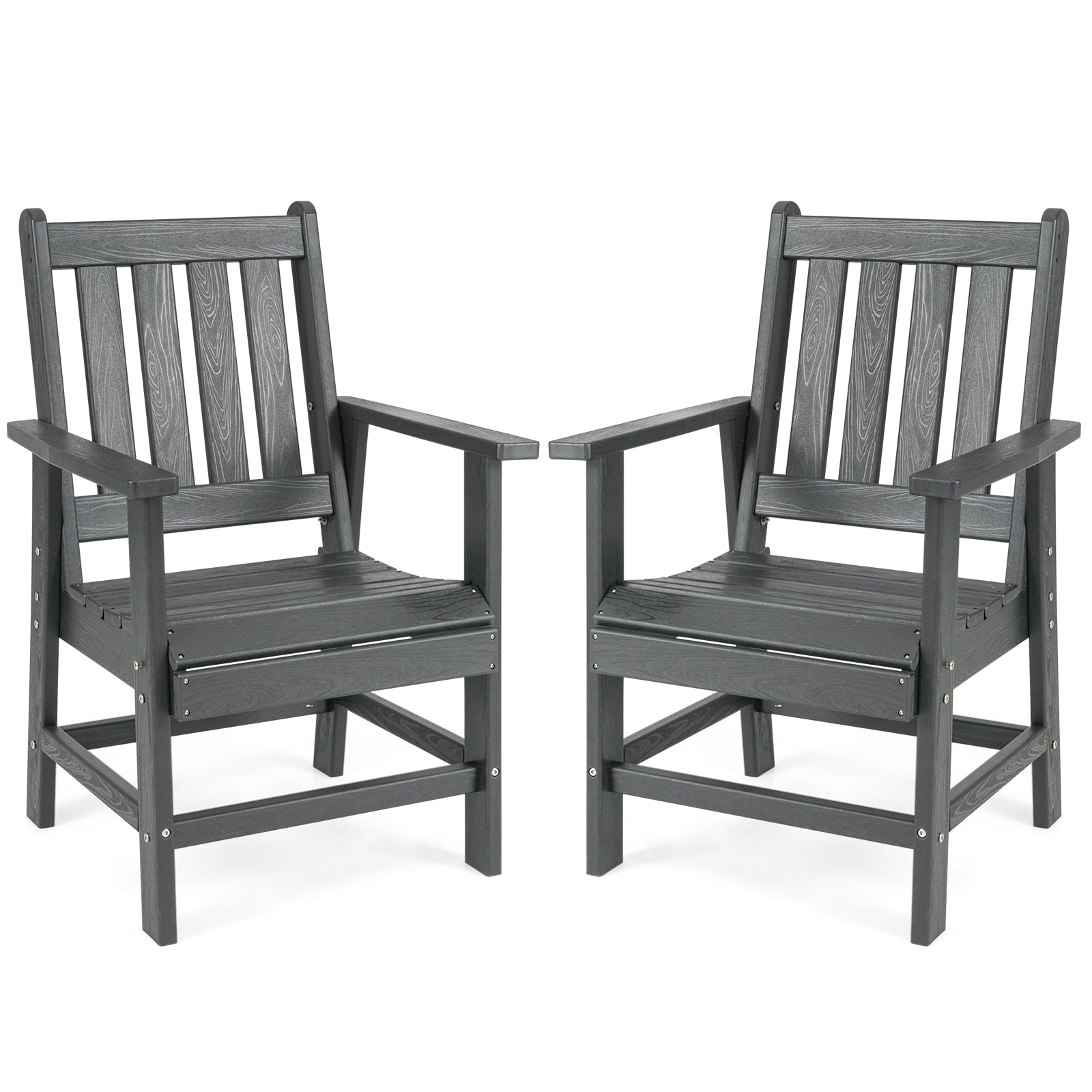 Set of 2 Patio Dining Chairs with Wide Armrests