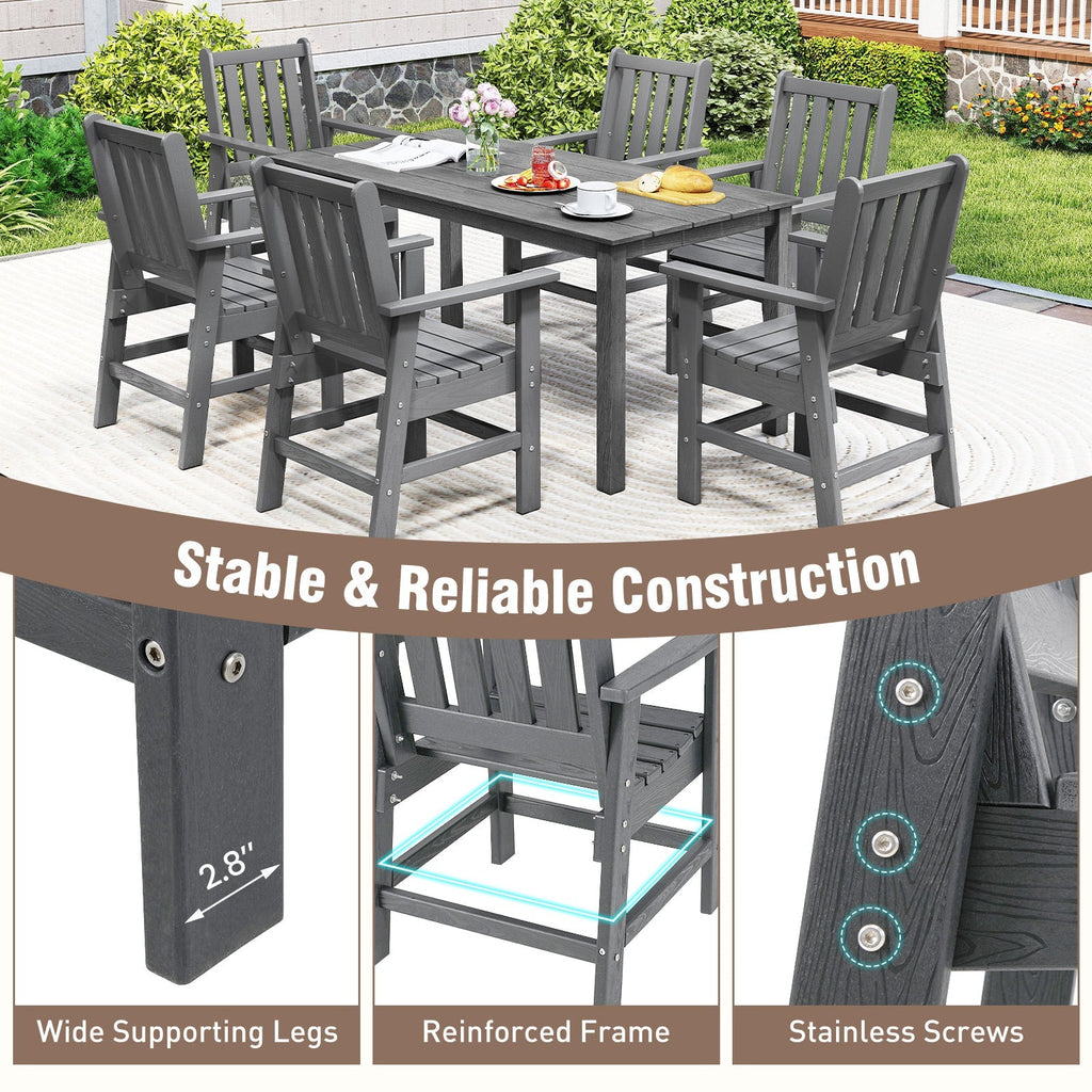Set of 2 Patio Dining Chairs with Wide Armrests