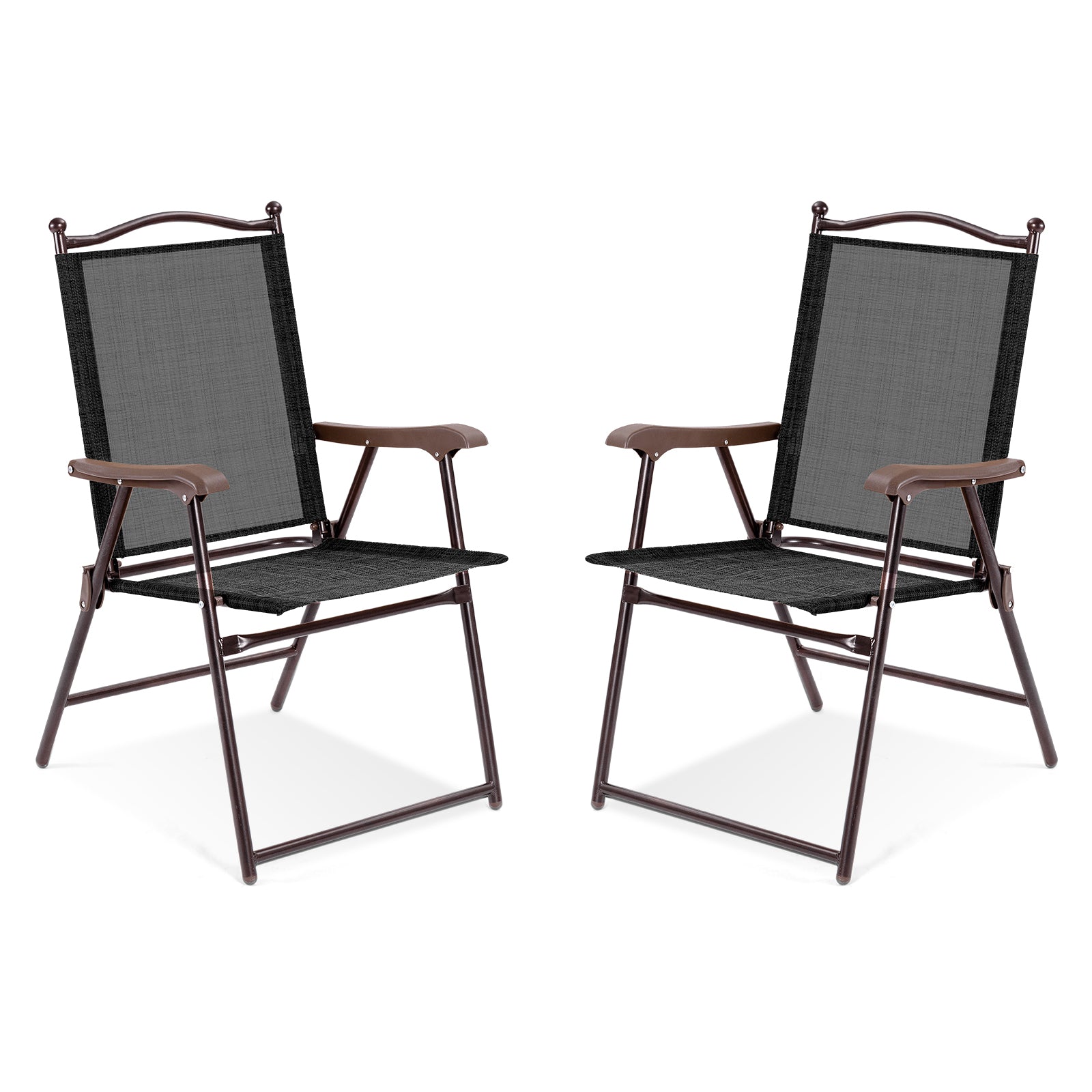 Set of 2 Patio Folding Sling Back Camping Deck Chairs