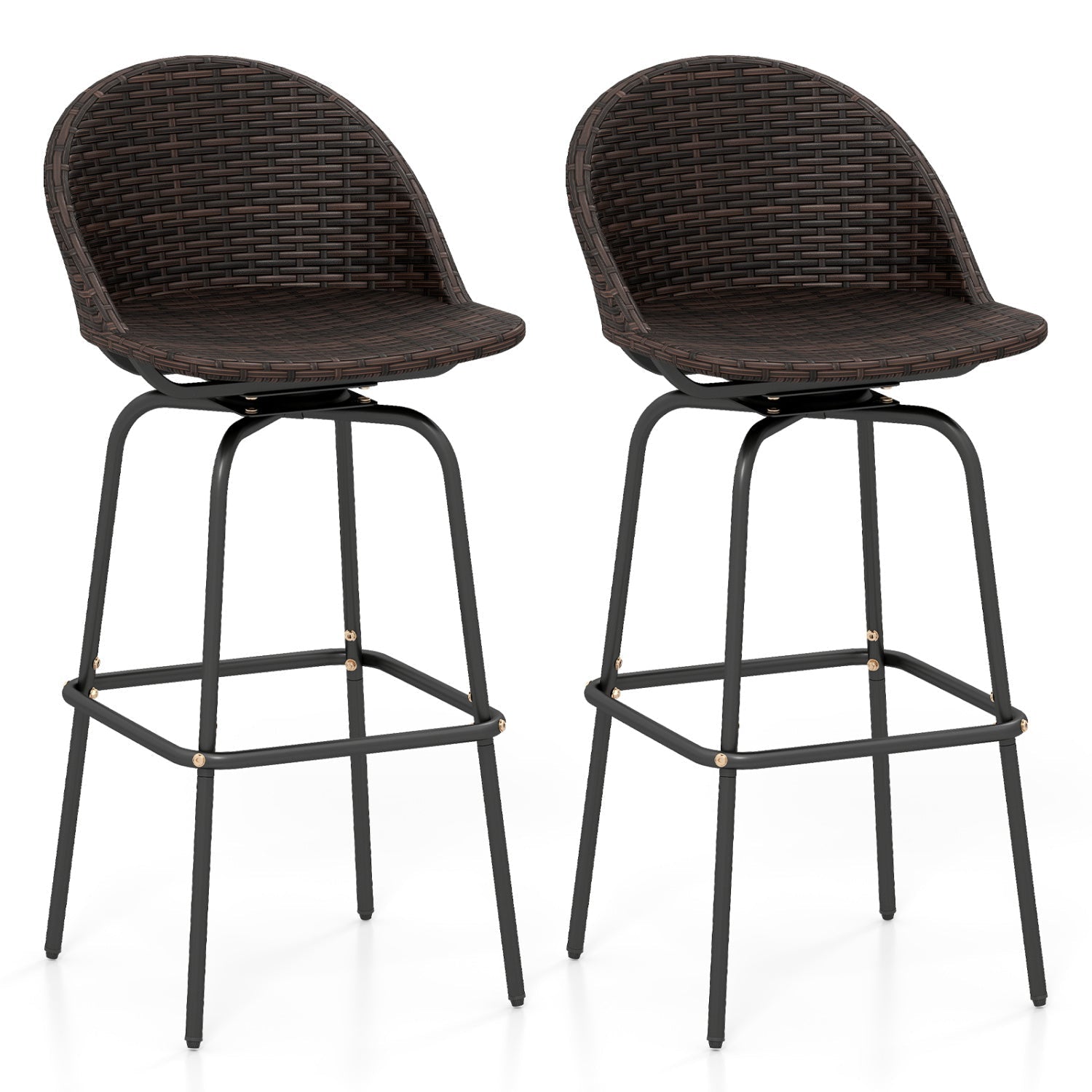 Swivel Patio Bar Stools Set of 2 with Rattan Seat 400 LBS