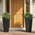 Set of 2 Rattan Tall Plant Pots with Detachable Plastic Liners-Black