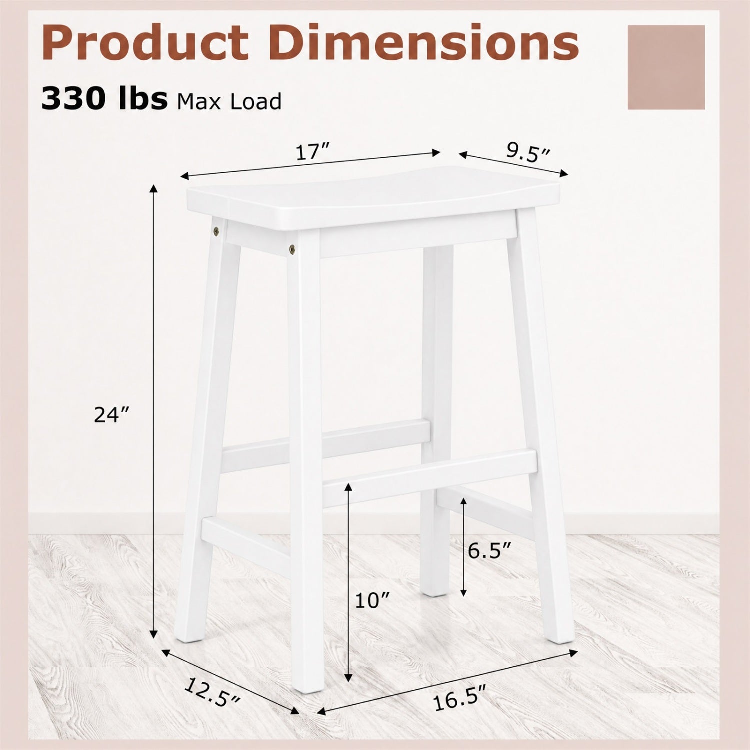 Saddle-Seat Counter Height Stools Set of 2 with Footrests