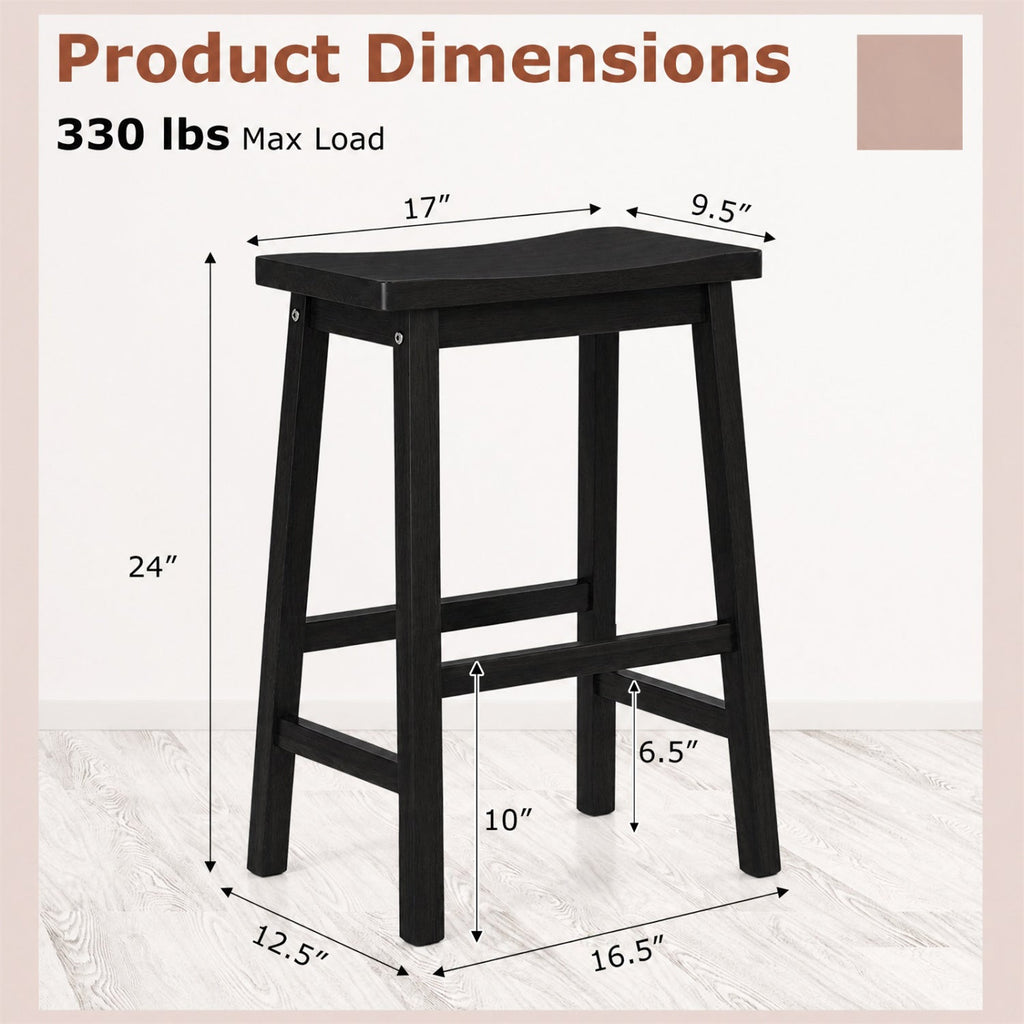 Saddle-Seat Counter Height Stools Set of 2 with Footrests