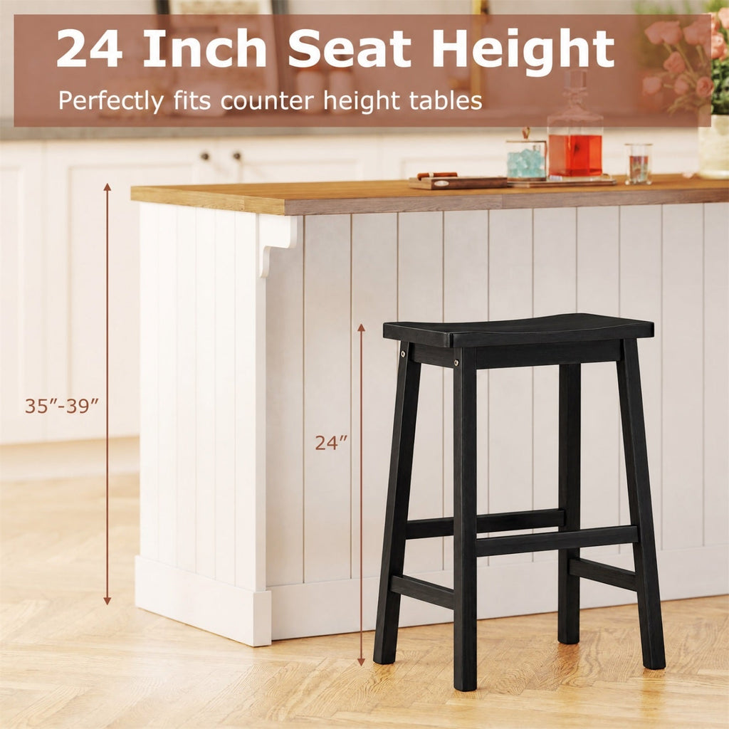 Saddle-Seat Counter Height Stools Set of 2 with Footrests