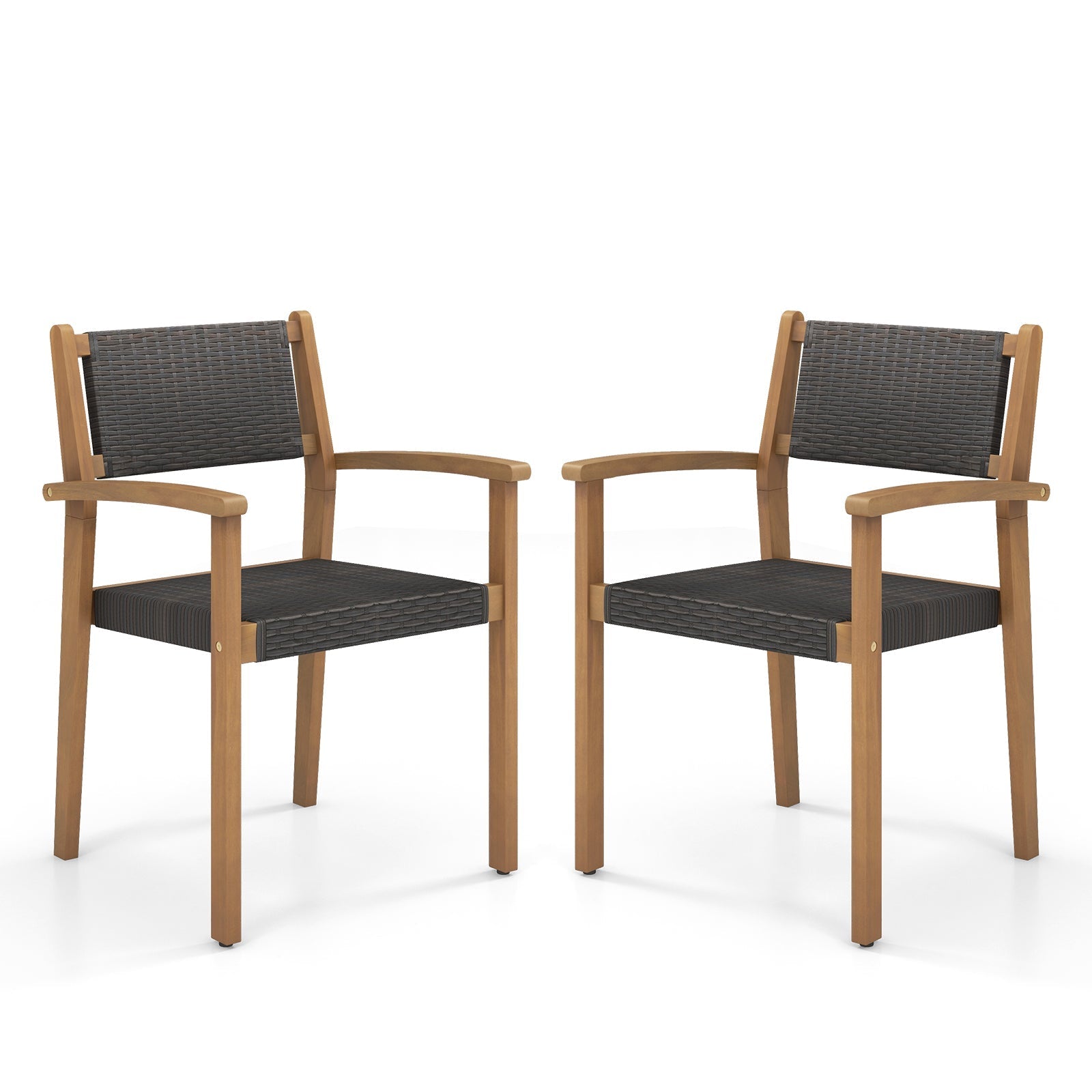 Set of 2 Stackable Outdoor Wicker Dining Chair