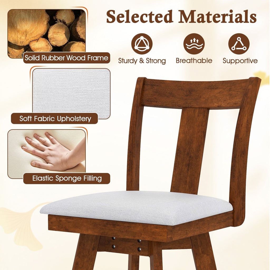 Set of 2 Swivel Dining Room Chairs with Rubber Wood Frame-Walnut