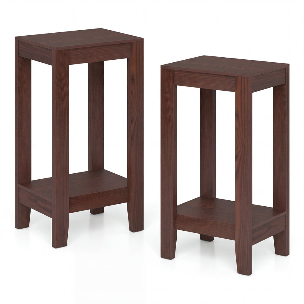 2-Tier End Tables with Storage Shelf, Set of 2