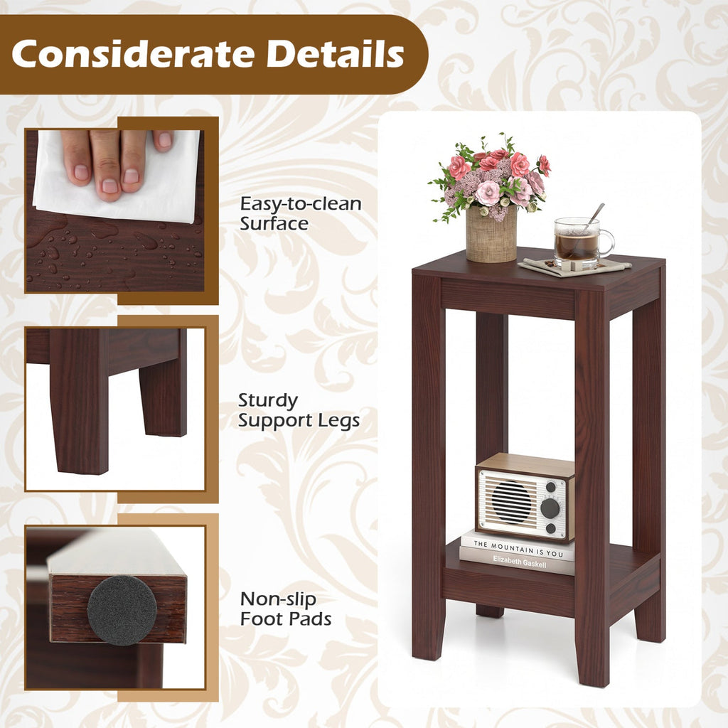 2-Tier End Tables with Storage Shelf, Set of 2