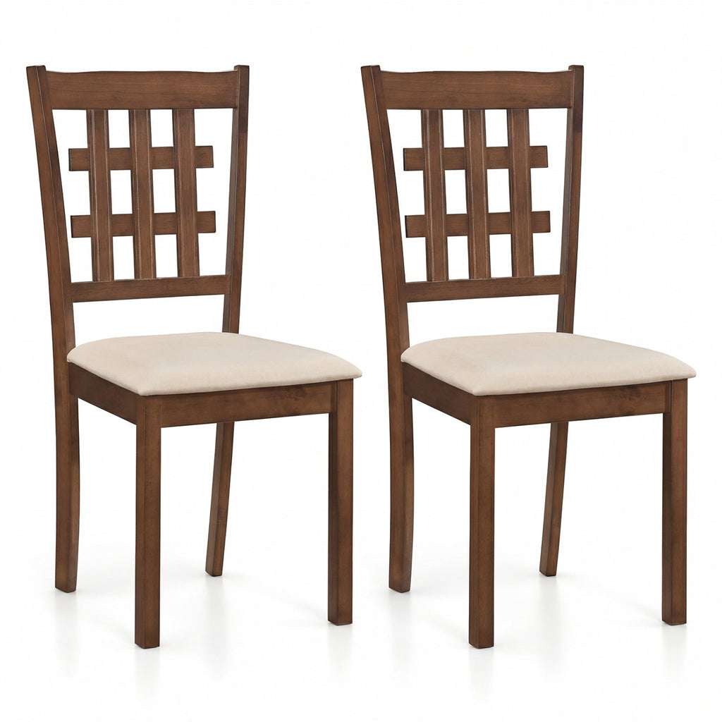 Set of 2 Wood Kitchen Chairs with Faux Leather Upholstered Seat