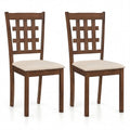 Set of 2 Wood Kitchen Chairs with Faux Leather Upholstered Seat