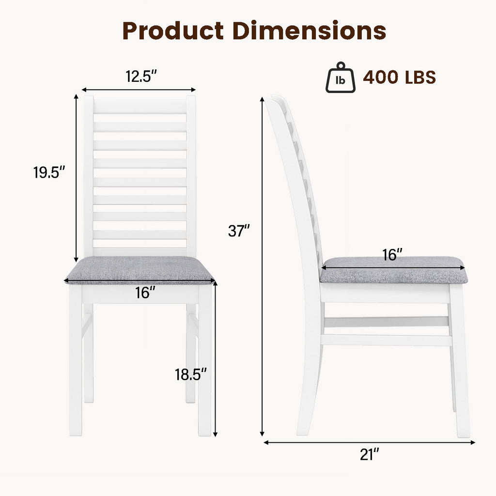 Set of 2 Wooden Dining Chair with Rubber Wood Legs for Living Room