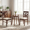 Set of 2 Wooden Dining Chairs Upholstered with Hollowed Backrest and Soft Padded Seat