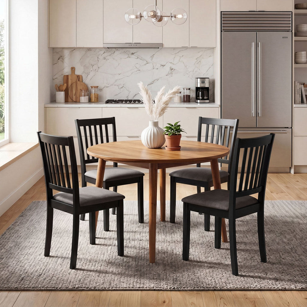Upholstered Dining Chairs Set of 2 with Rubber Wood Frame