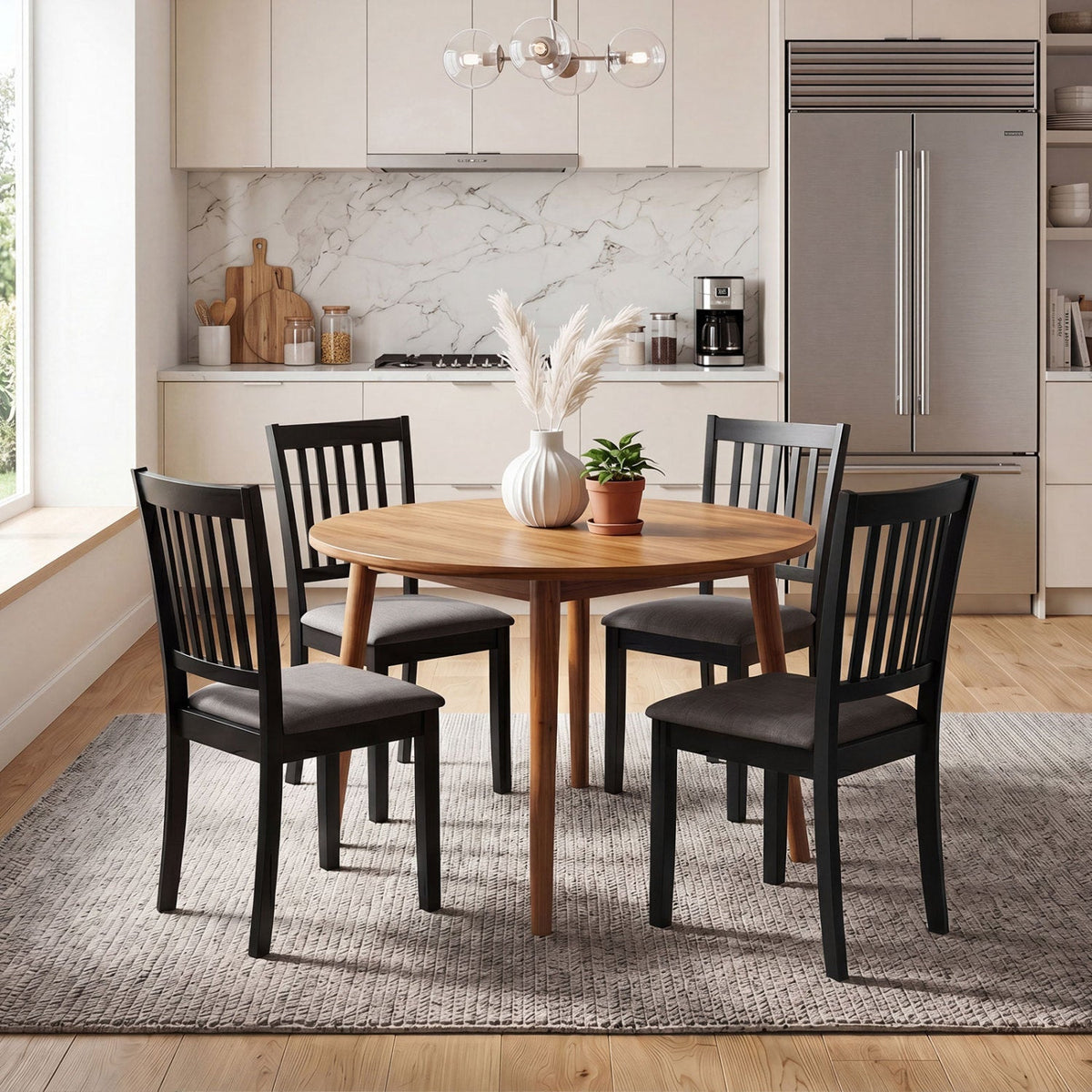 Upholstered Dining Chairs Set of 2 with Rubber Wood Frame