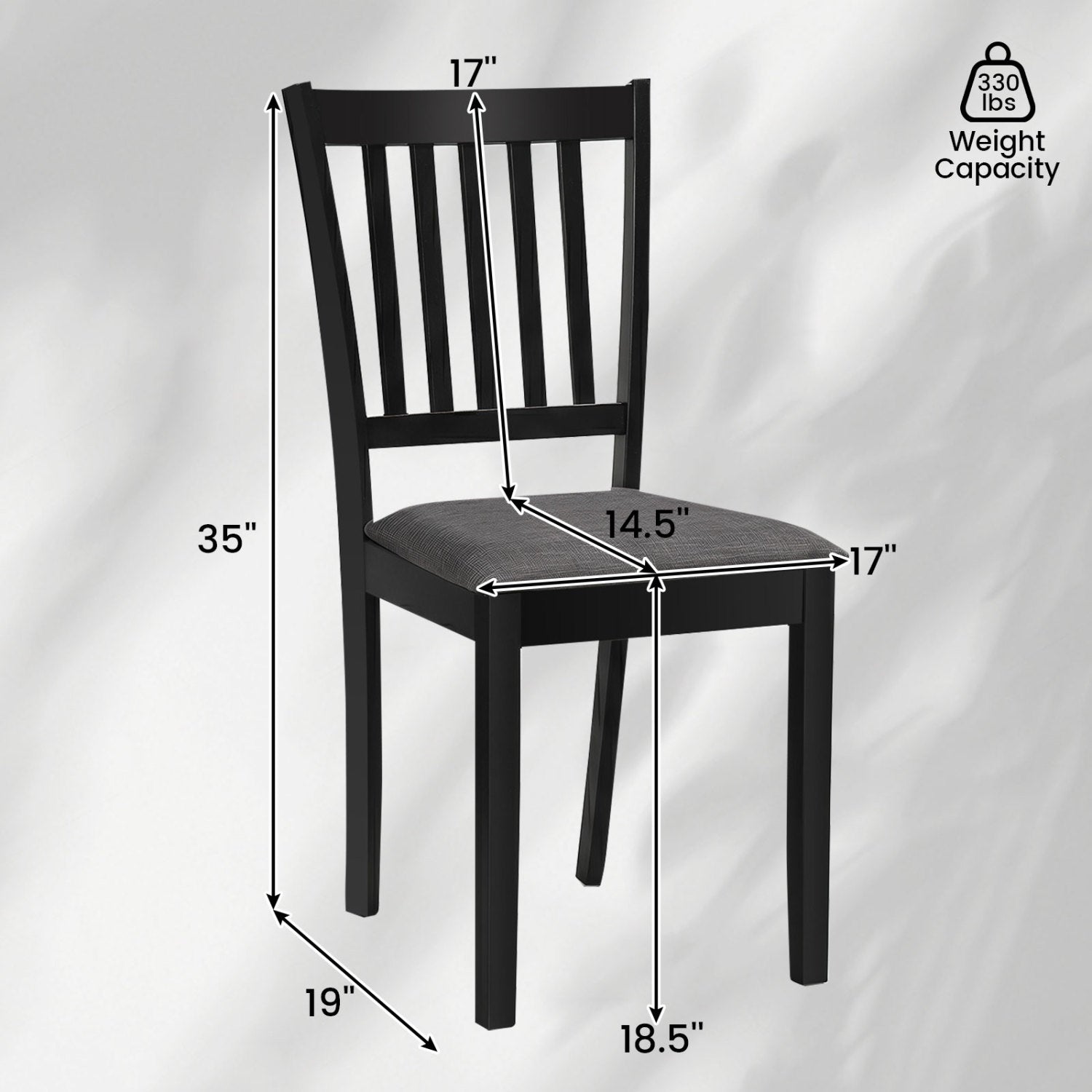Upholstered Dining Chairs Set of 2 with Rubber Wood Frame