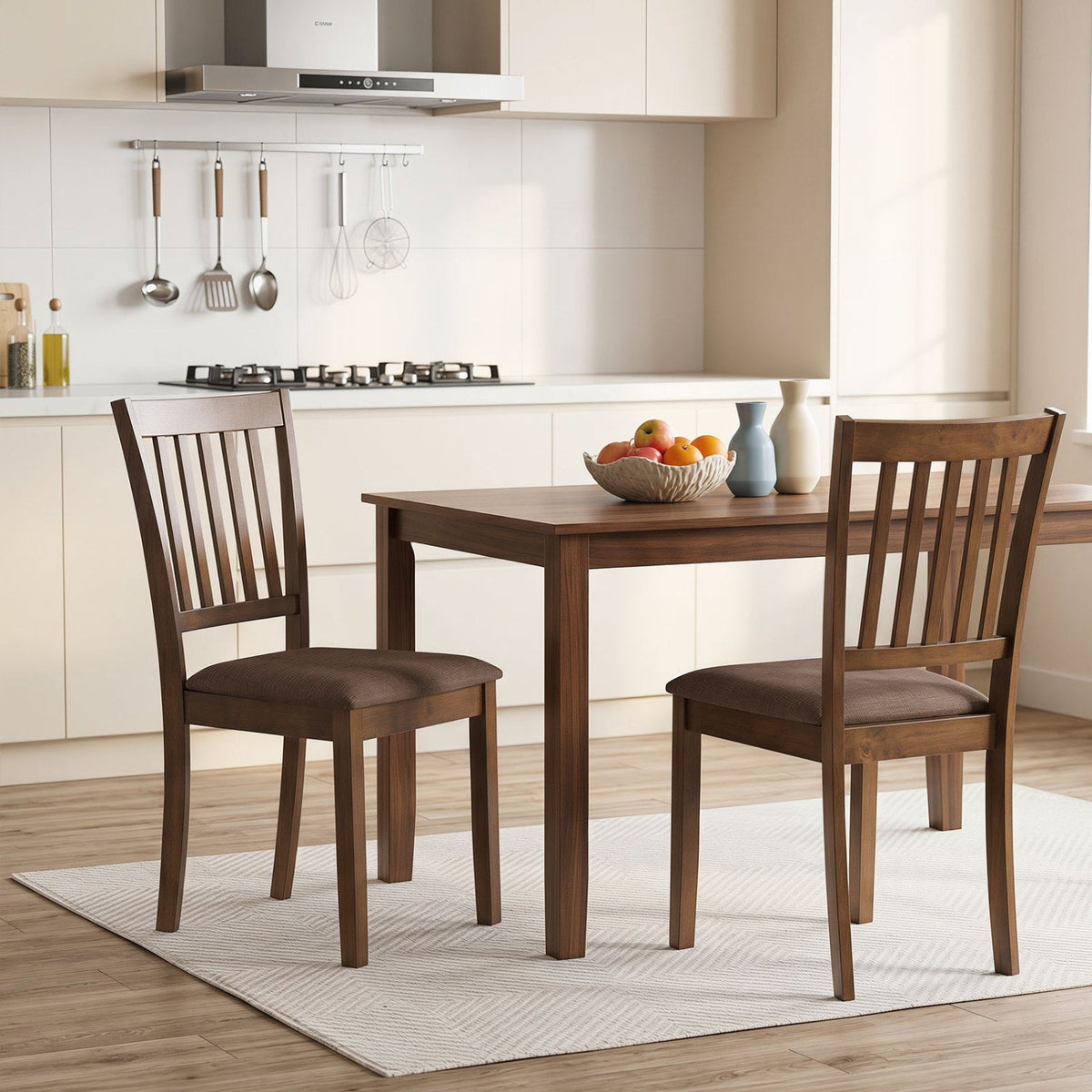 Upholstered Dining Chairs Set of 2 with Rubber Wood Frame