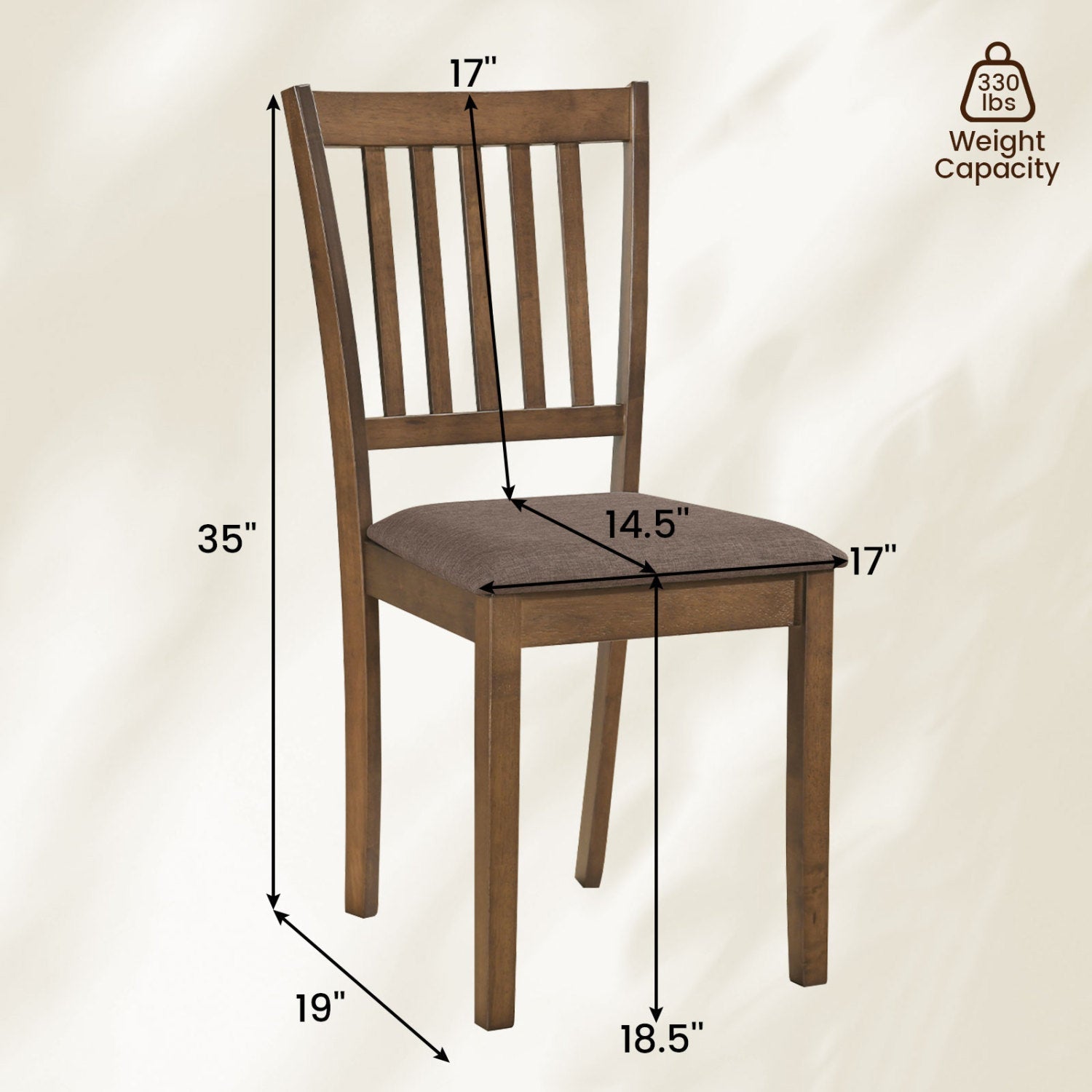Upholstered Dining Chairs Set of 2 with Rubber Wood Frame