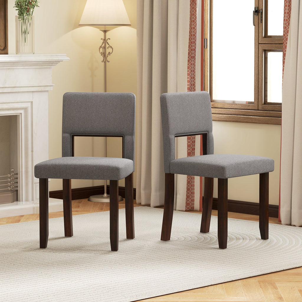 Set of 2 Wooden Dining Chair with Acacia Wood Frame Padded Seat and Back