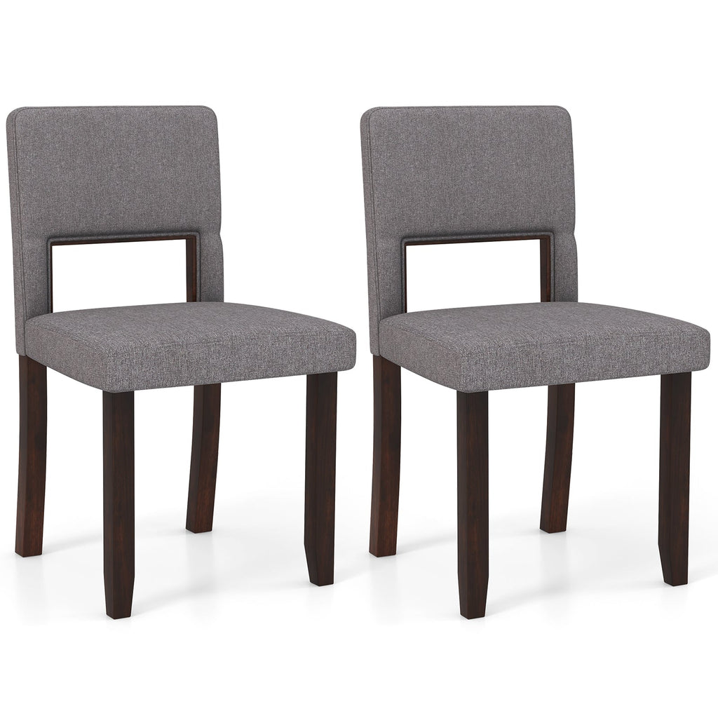 Set of 2 Wooden Dining Chair with Acacia Wood Frame Padded Seat and Back