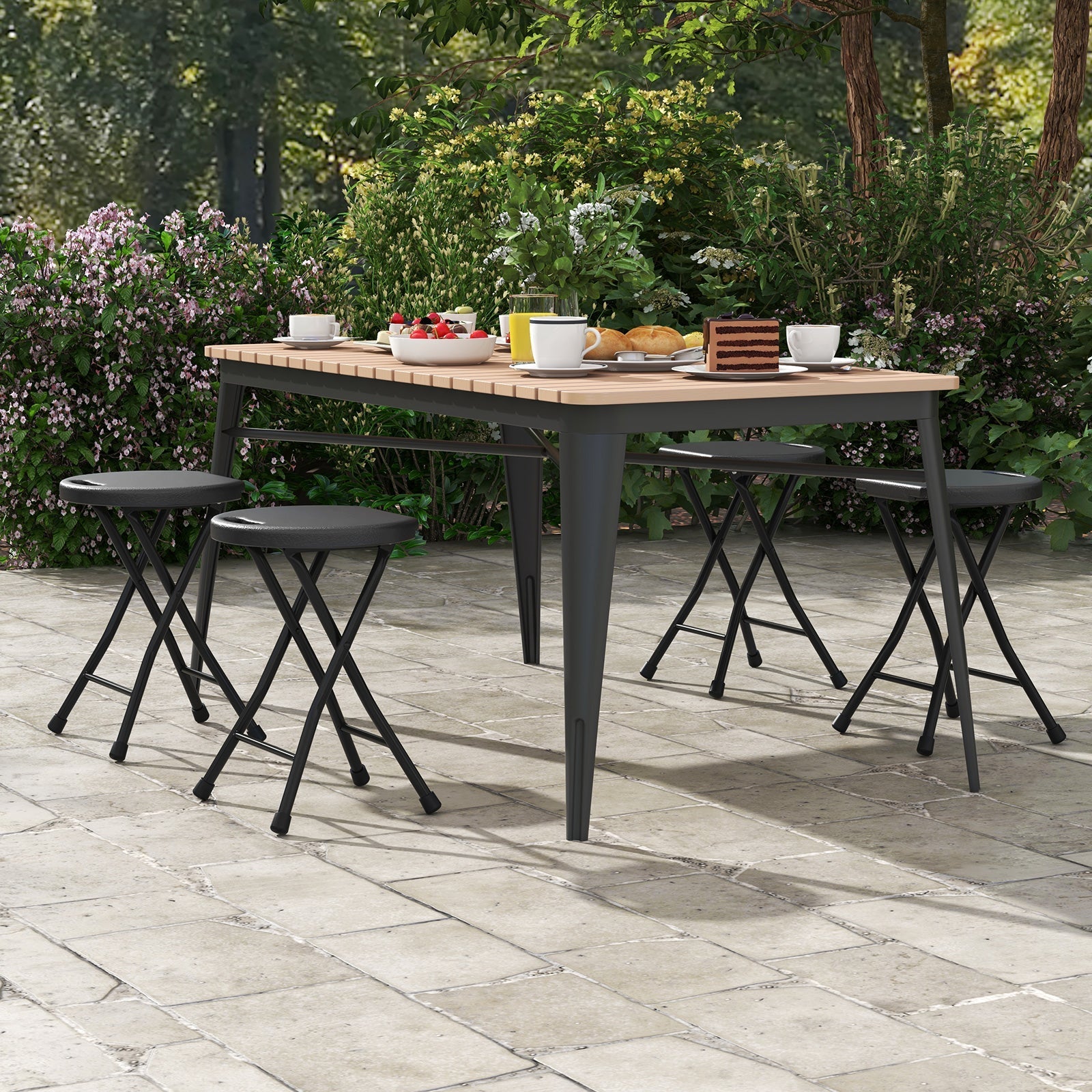 Set of 4 18 Inch Collapsible Round Stools with Handle
