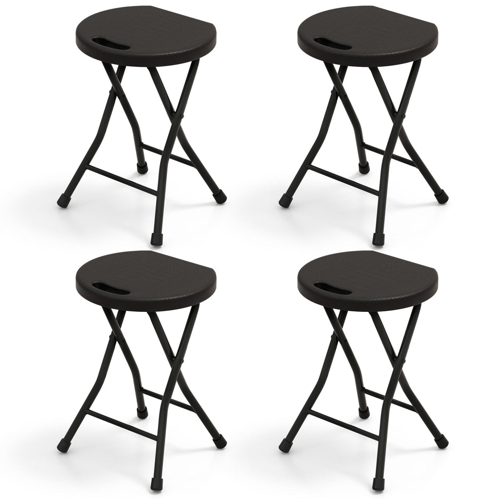 Set of 4 18 Inch Collapsible Round Stools with Handle