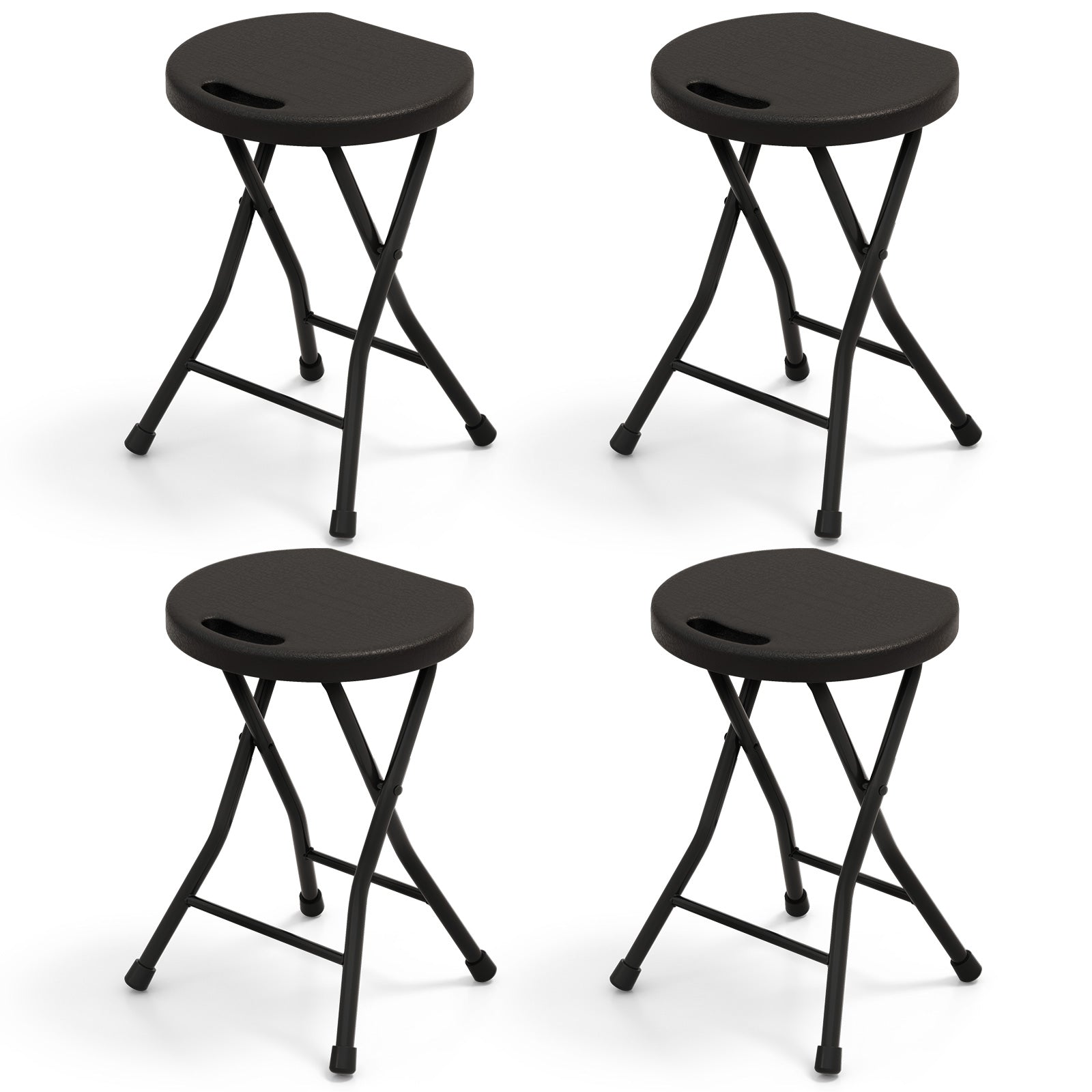 Set of 4 18 Inch Collapsible Round Stools with Handle