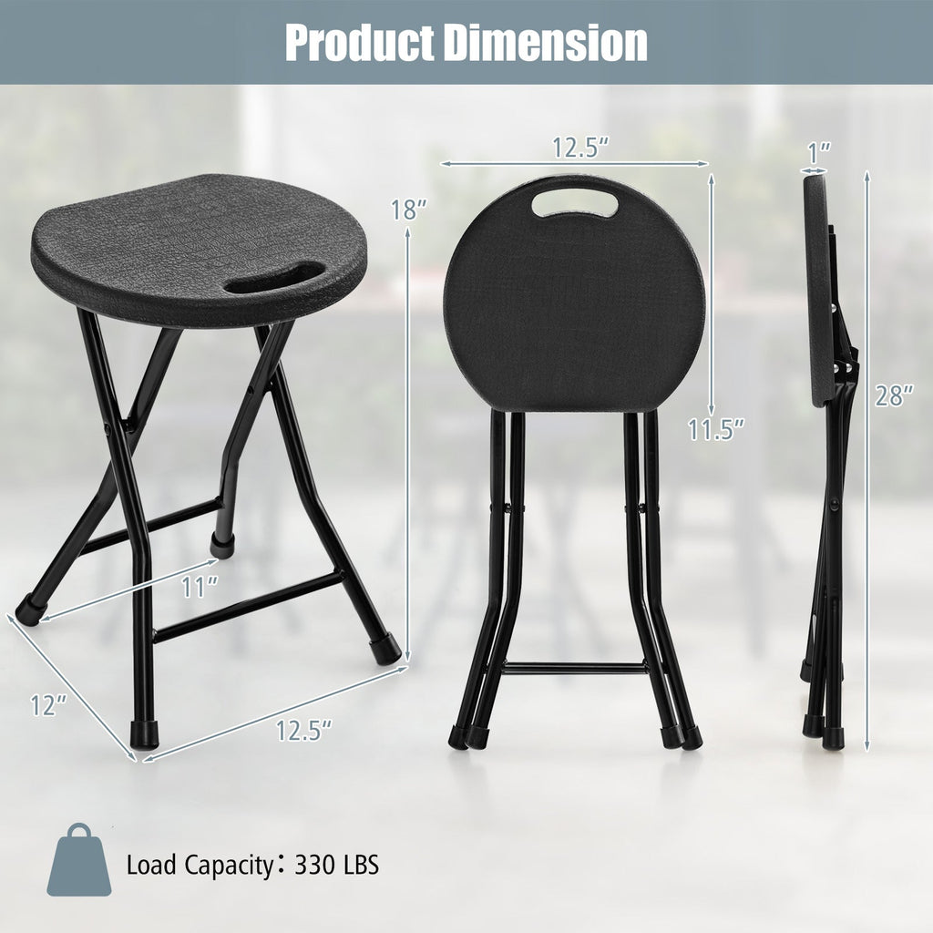 Set of 4 18 Inch Collapsible Round Stools with Handle