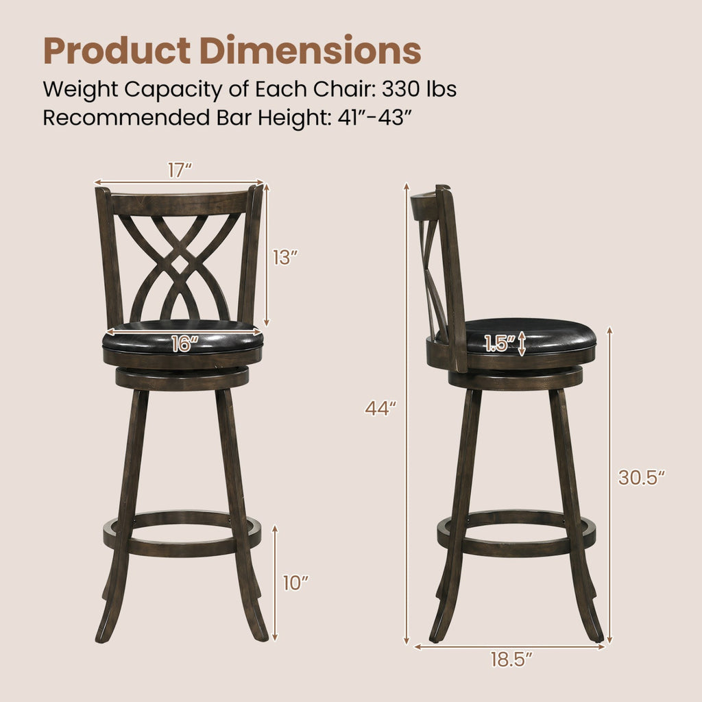 Counter Height Bar Stools Set of 4 with Swivel Seat