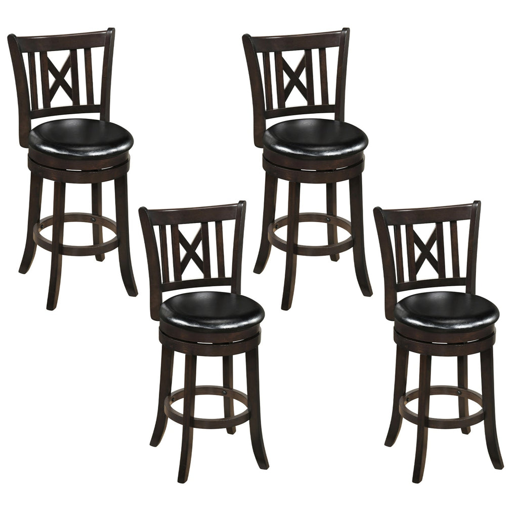Swivel Bar Stools Set of 4 with Backrest and Footrest
