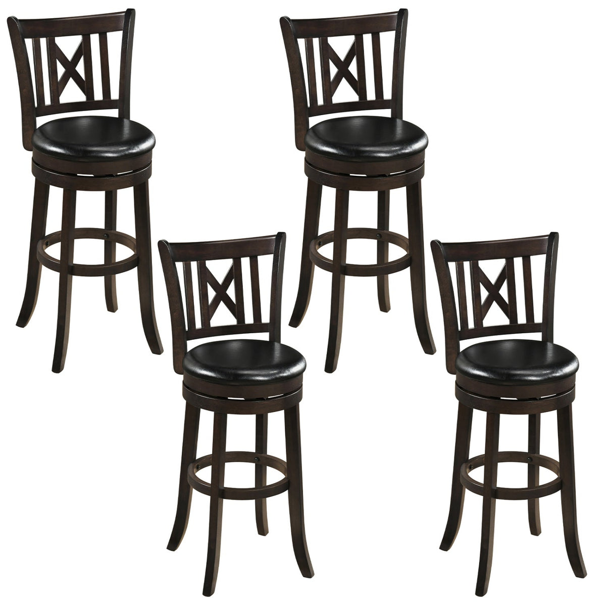 Swivel Bar Stools Set of 4 with Backrest and Footrest