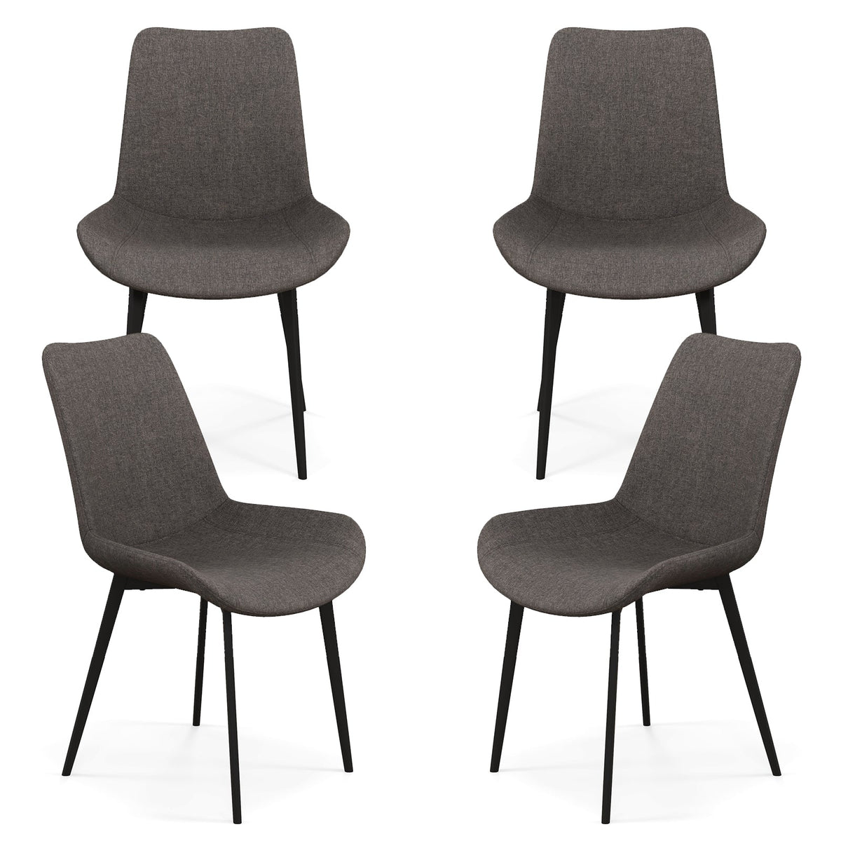 Set of 4 Dining Chair Upholstered with Metal Legs and Padded Backs