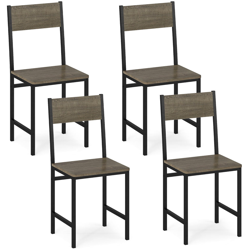 Set of 4 Dining Chairs with Metal Legs and Slanted Back