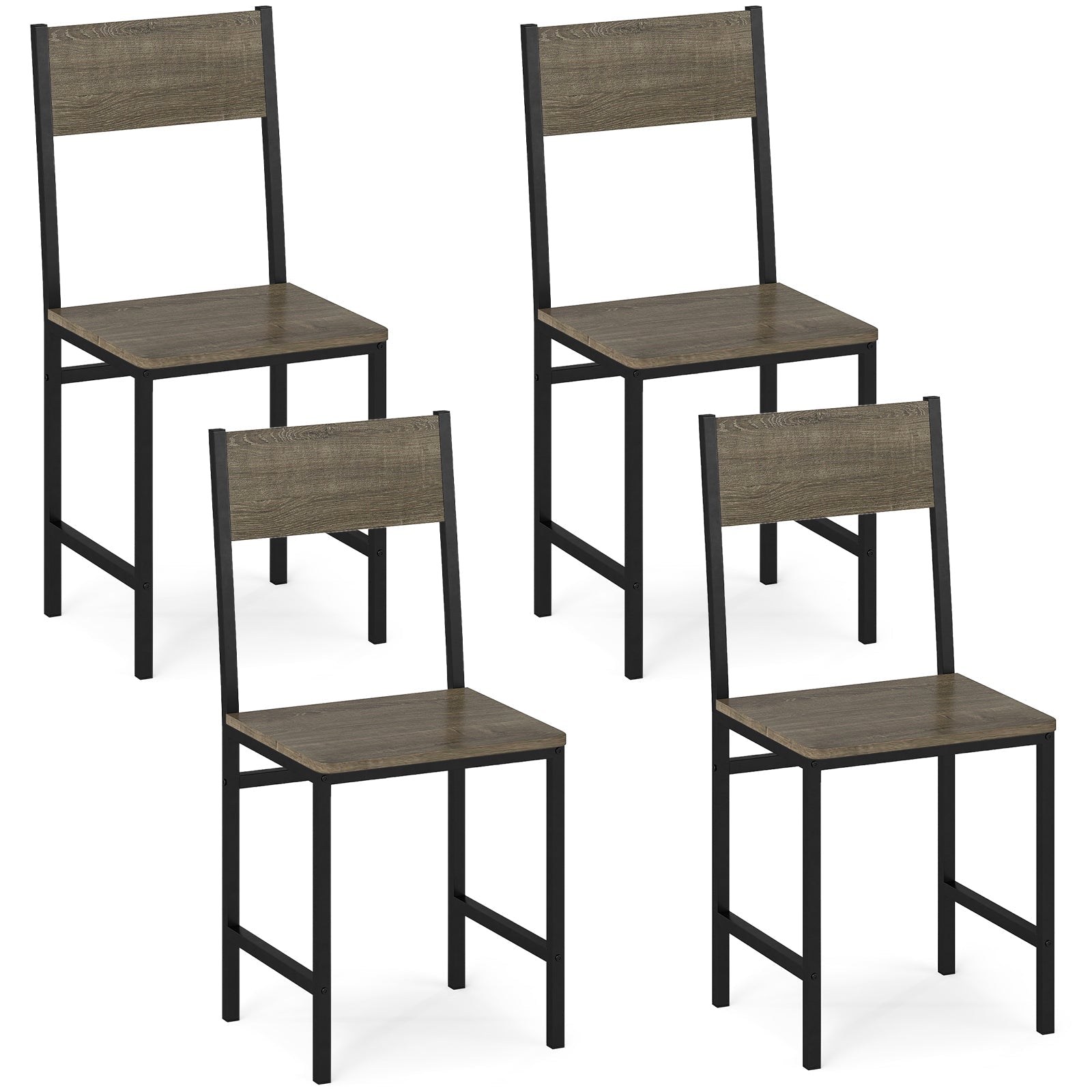Set of 4 Dining Chairs with Metal Legs and Slanted Back