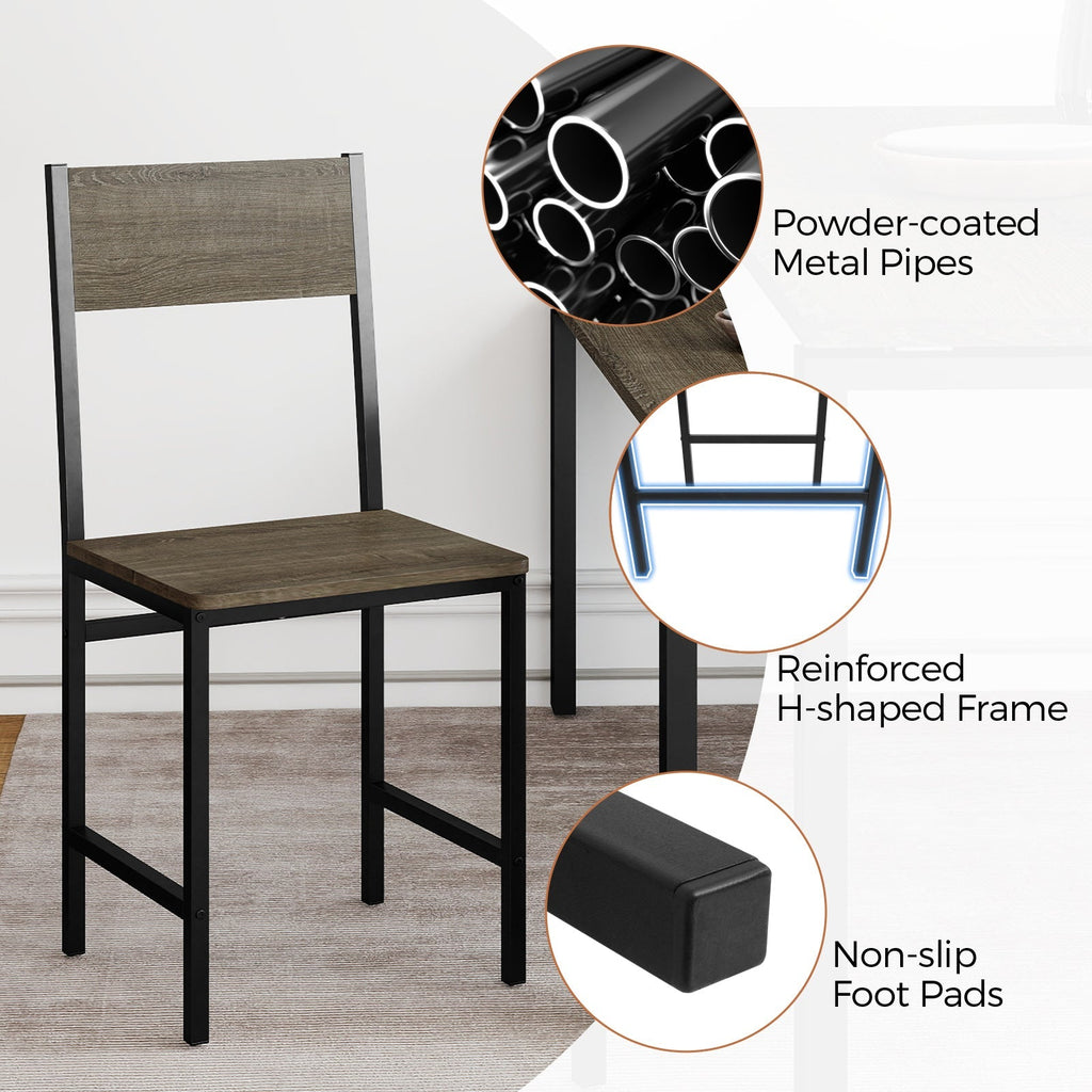 Set of 4 Dining Chairs with Metal Legs and Slanted Back