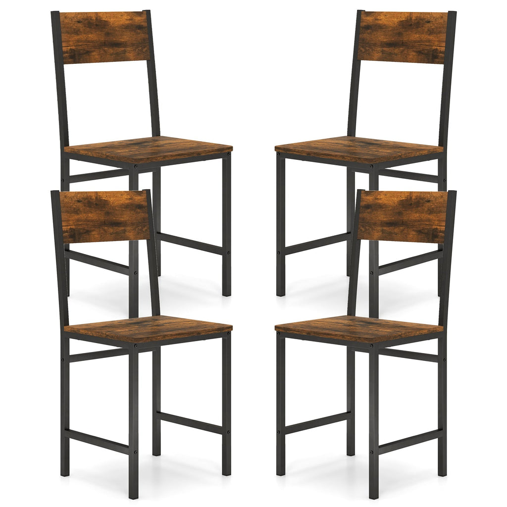 Set of 4 Dining Chairs with Metal Legs and Slanted Back