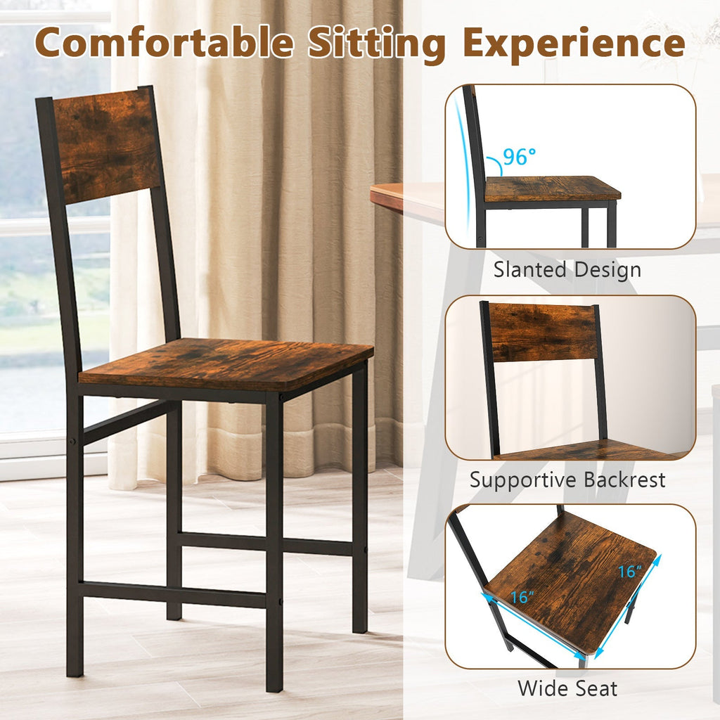 Set of 4 Dining Chairs with Metal Legs and Slanted Back