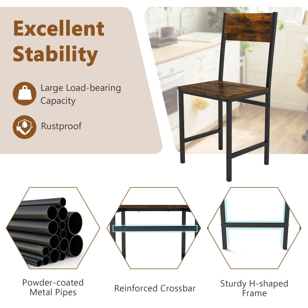 Set of 4 Dining Chairs with Metal Legs and Slanted Back
