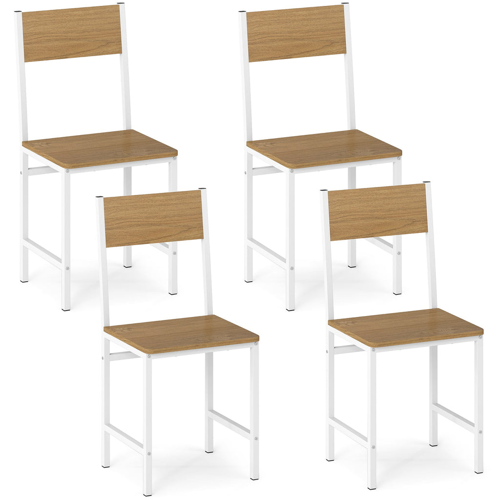 Set of 4 Dining Chairs with Metal Legs and Slanted Back