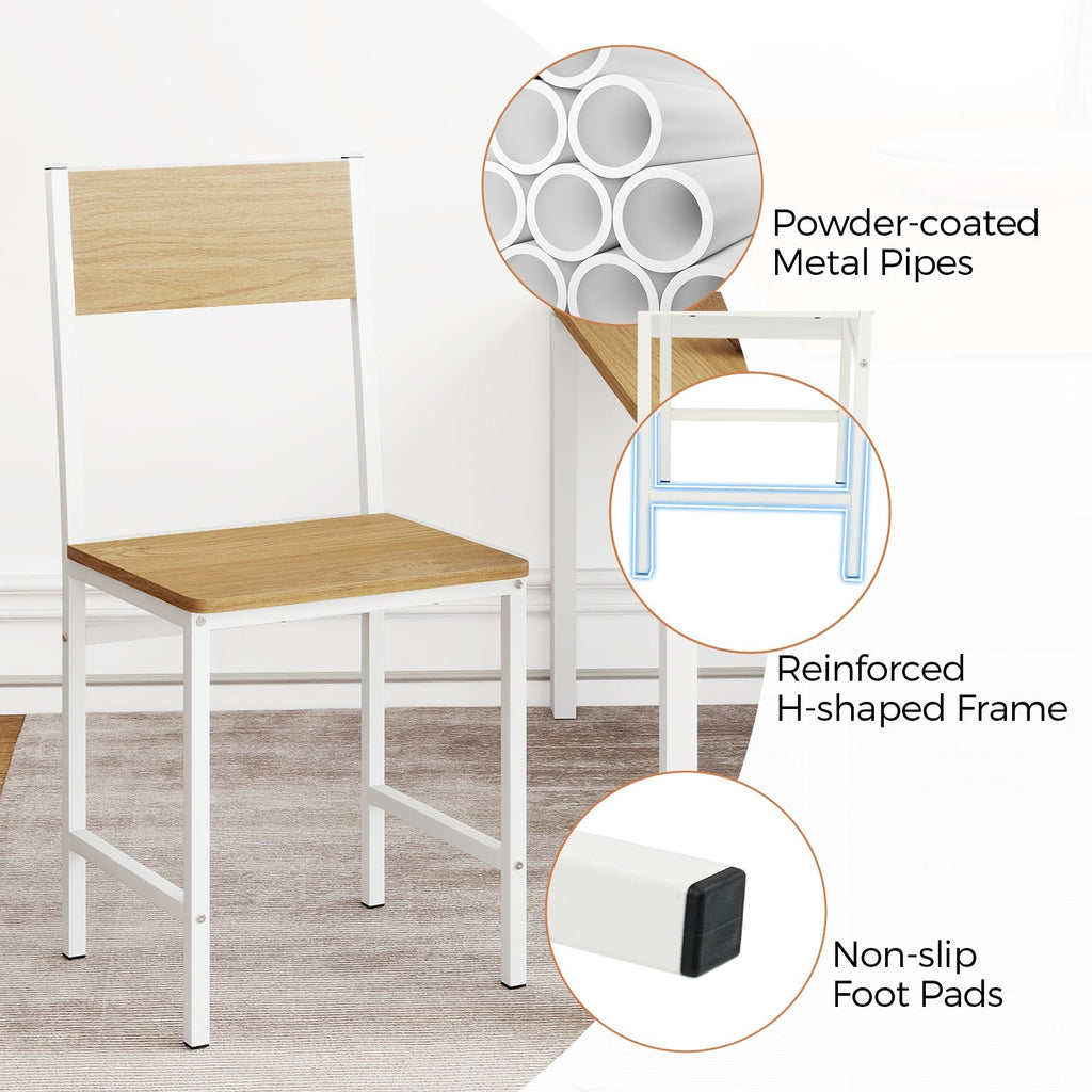 Set of 4 Dining Chairs with Metal Legs and Slanted Back