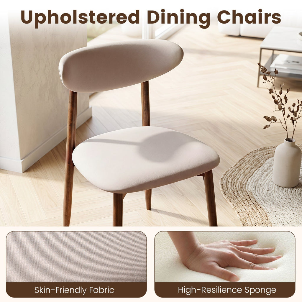 Upholstered Dining Chairs Set of 4 with Curved Backs