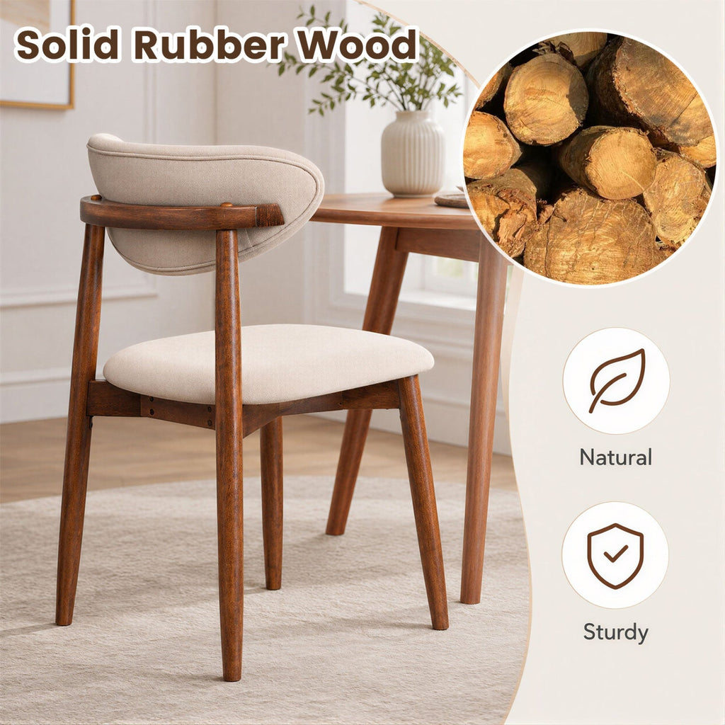 Upholstered Dining Chairs Set of 4 with Curved Backs