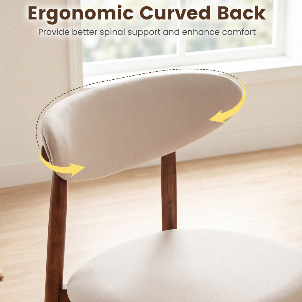 Upholstered Dining Chairs Set of 4 with Curved Backs