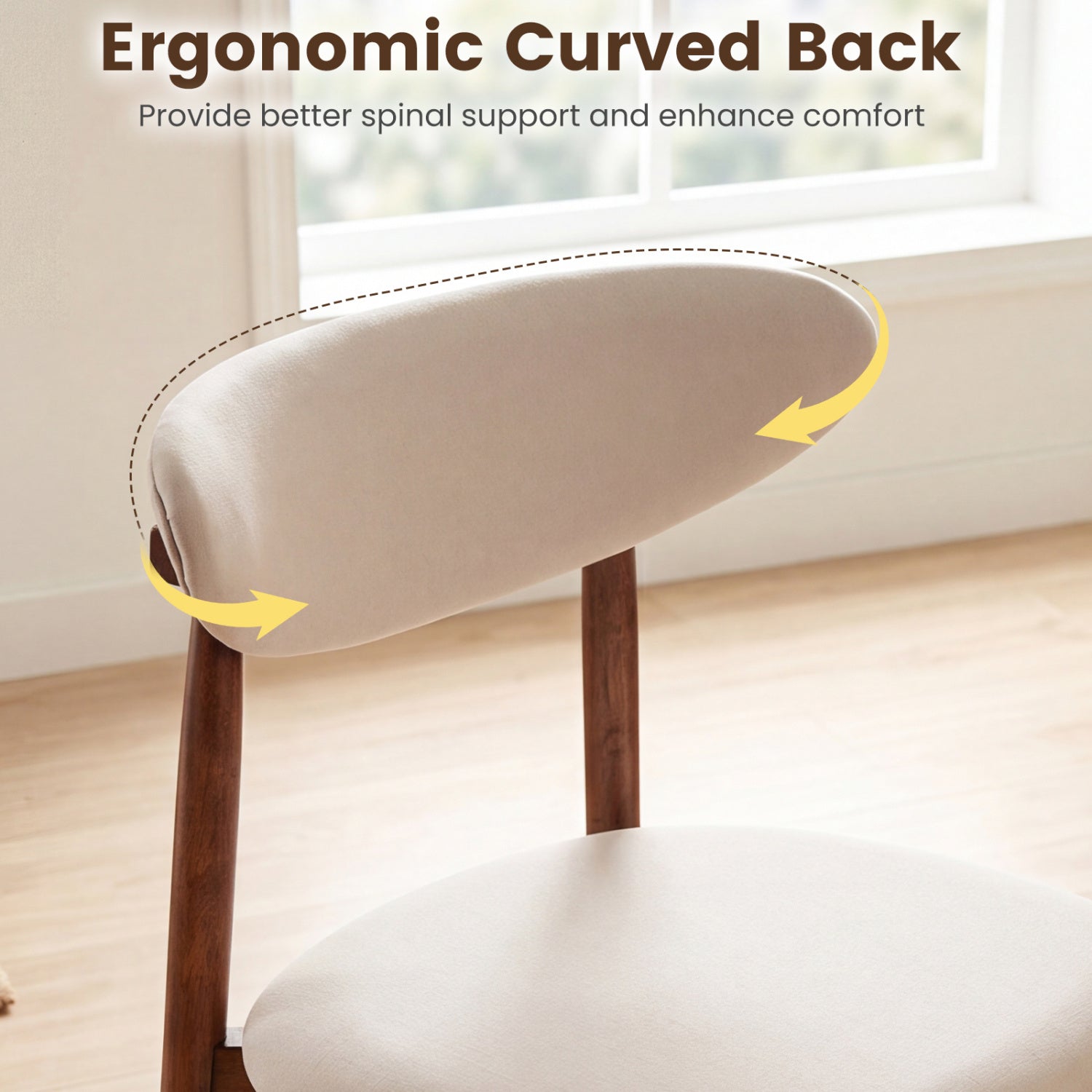 Upholstered Dining Chairs Set of 4 with Curved Backs