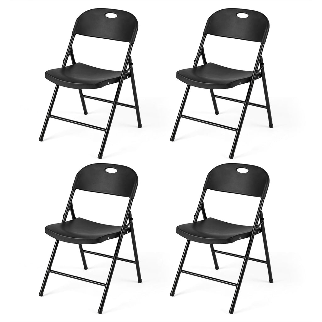 Foldable Plastic Dining Chairs Set of 4 with Ergonomic Backrest