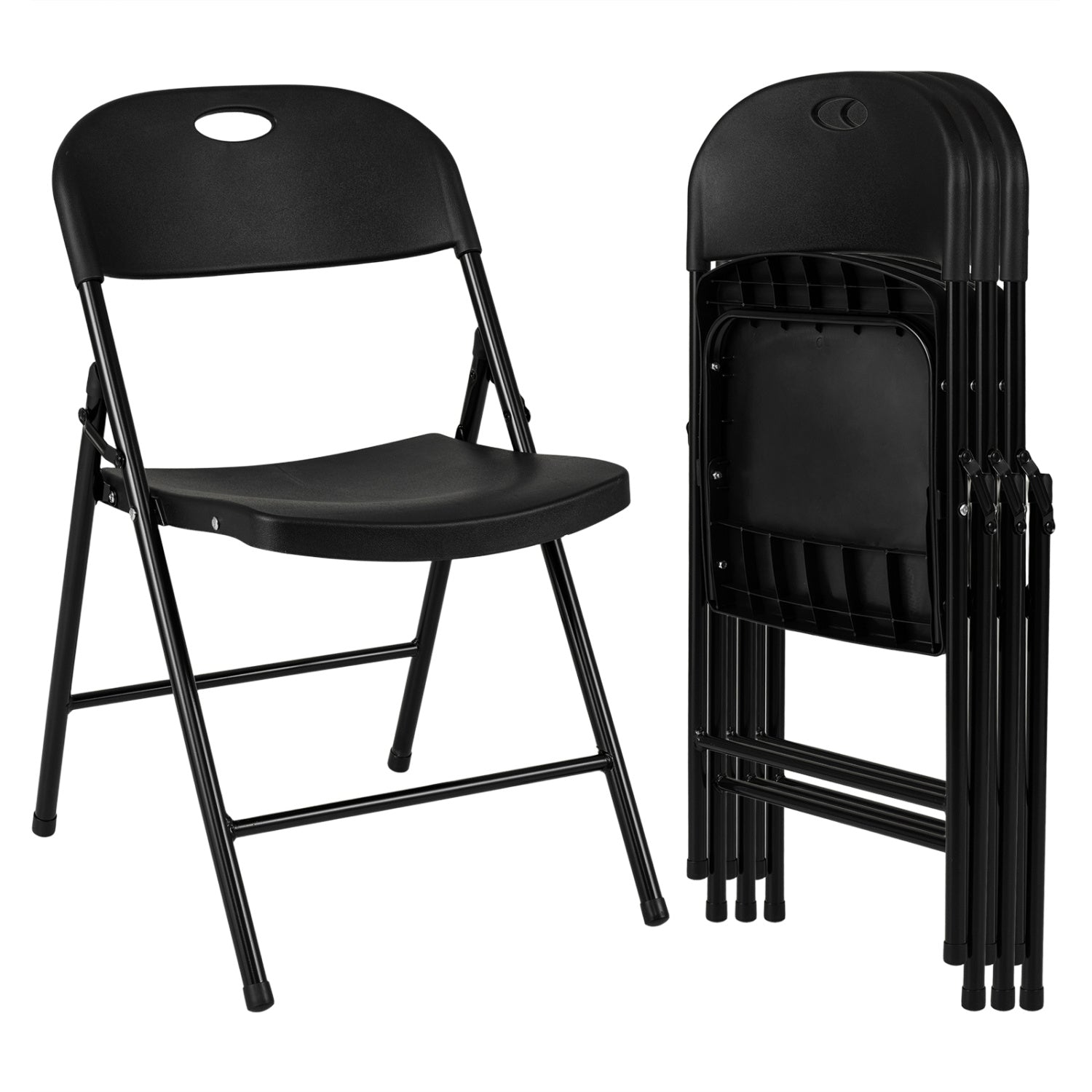 Foldable Plastic Dining Chairs Set of 4 with Ergonomic Backrest