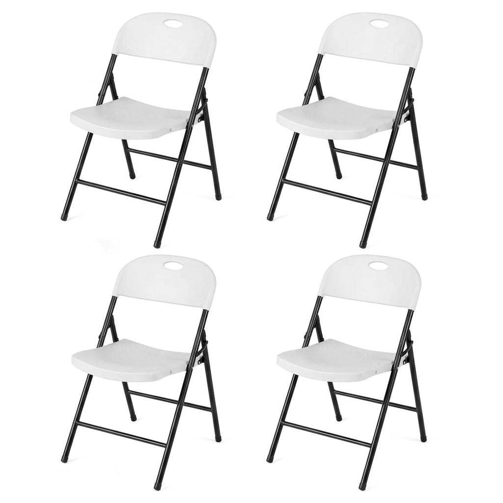 Foldable Plastic Dining Chairs Set of 4 with Ergonomic Backrest