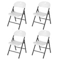 Foldable Plastic Dining Chairs Set of 4 with Ergonomic Backrest