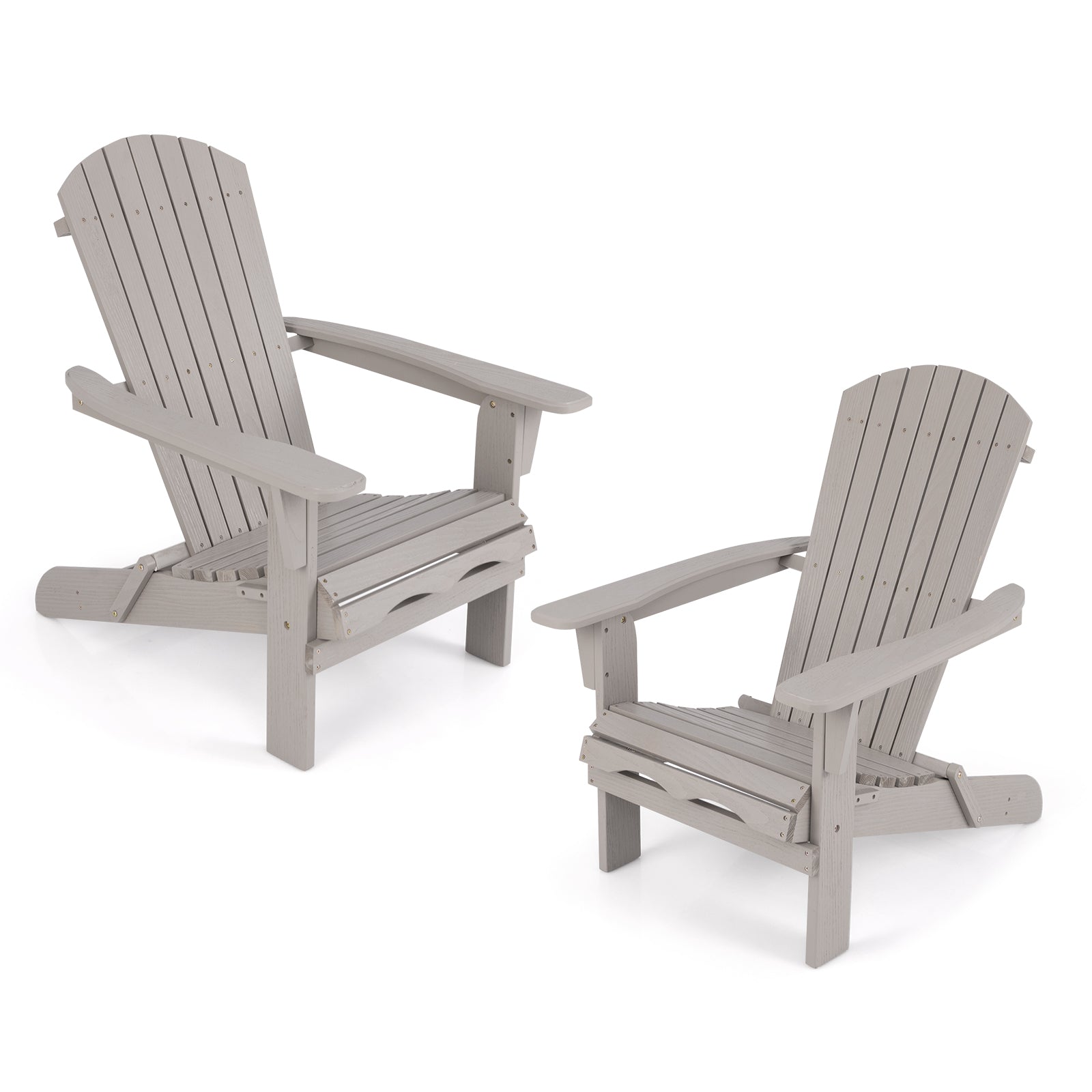 Folding Adirondack Chair Set of 2 with High Backrest and Wide Armrests