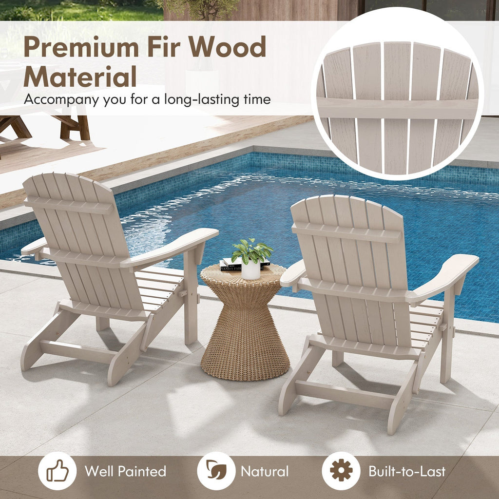 Folding Adirondack Chair Set of 2 with High Backrest and Wide Armrests