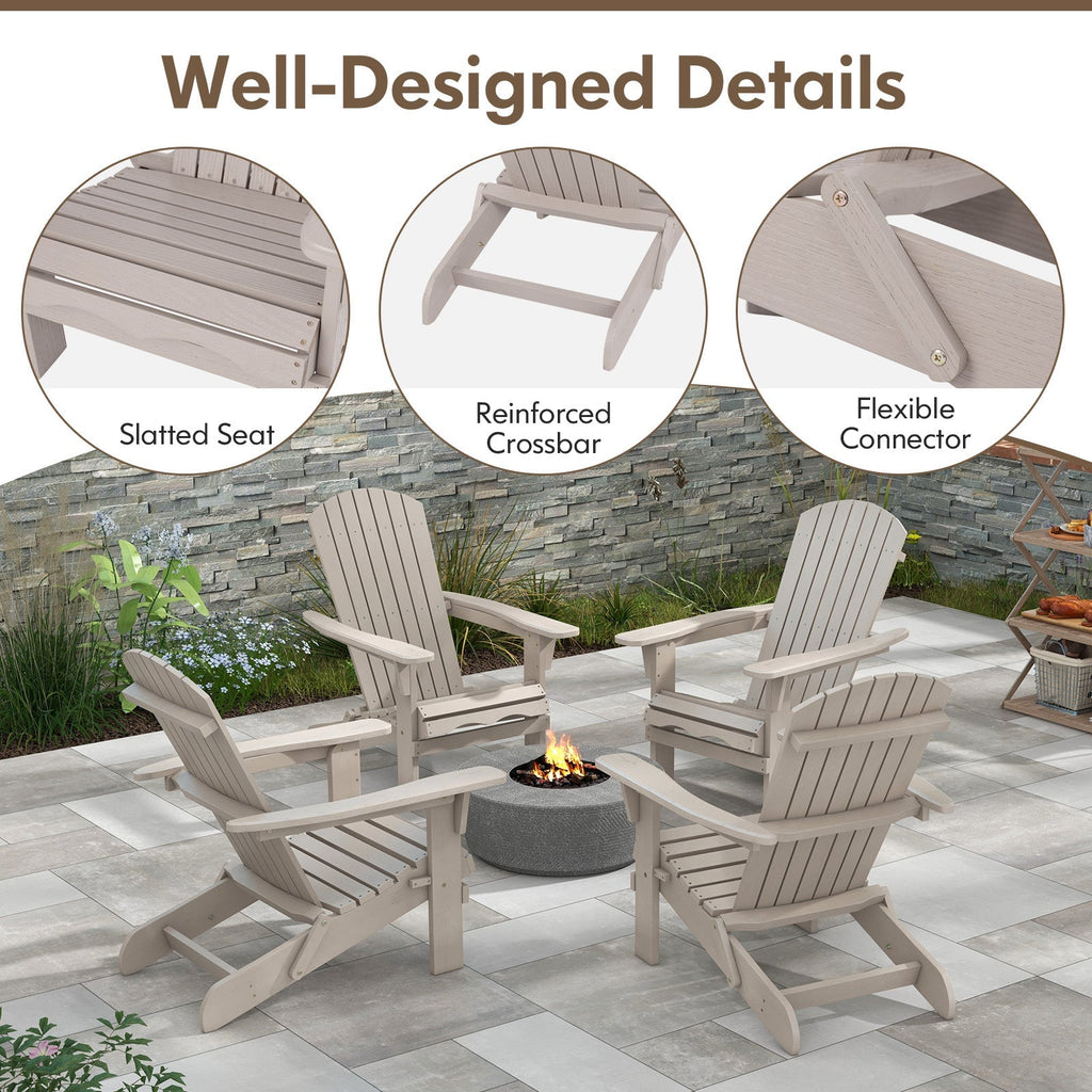 Folding Adirondack Chair Set of 2 with High Backrest and Wide Armrests